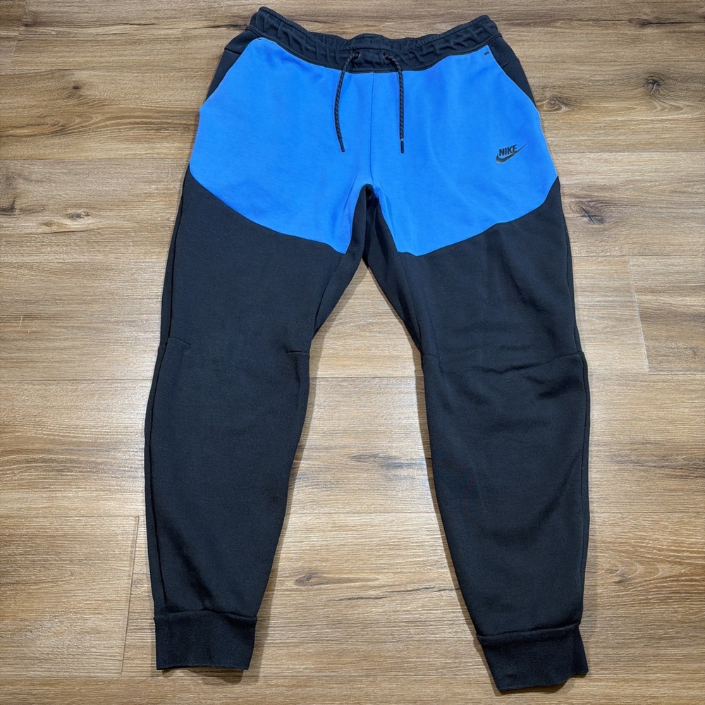 Nike Men's LARGE Black Blue Sportswear Tech Fleece Jogger Sweatpants CU4495-017